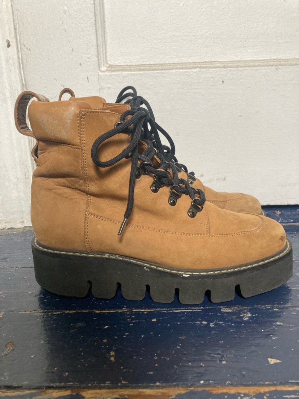 & Other Stories Tan Suede Hiking Lace-Up Boots